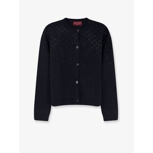 Gucci Women Wool And Viscose Cardigan With All-Over Gg Logo